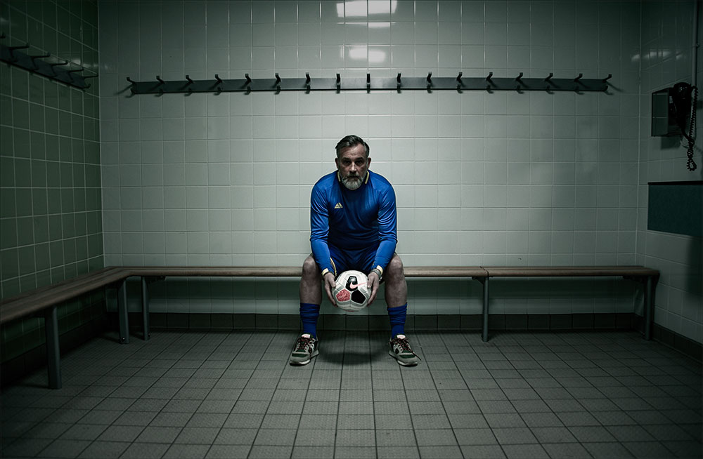 Lee Waddington in a football changing room